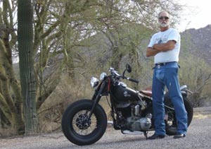 Mike shows off his Zone-Tailed Denim Motorcycle Chaps with the Cheif